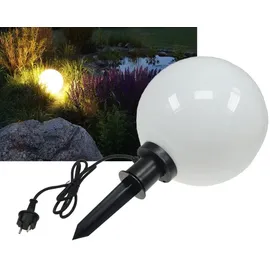 ChiliTec Kugelleuchte Kunststoff Ø 30 cm Erdspieß 1,5 m Kabel E27 weiß