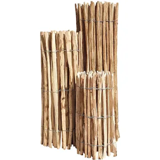 Nature LOUNGE Staketenzaun Haselnuss 80 x 500 cm (Lattenabstand 7-9 cm) - Staketen Rollzaun Kastanienzaun Garten Zaun Kastanie