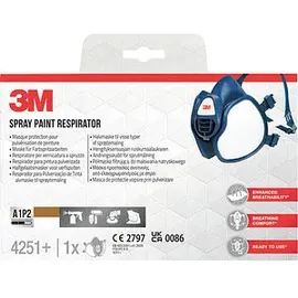 3M Atemschutzmaske 4251+, A1P2, Halbmaske für Farbspritzarbeiten, 1 Maske