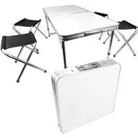 Lemodo Campingtisch Set 5-teilig Klapptisch mit 4 Hockern