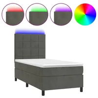 VidaXL Boxspringbett mit Matratze & LED Dunkelgrau 100x200 cm