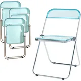 [en.casa] Klappstuhl Pornainen 4er Set Hellblau, transparent