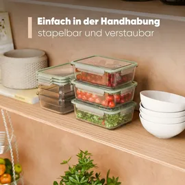 classbach Glasbehälter mit Deckel, 7er Set, für Mikrowelle Spülmaschine Gefrierfach Ofen geeignet, Meal Prep Boxen, mit Dampfventil, Frischhaltedosen Glas, C-FHD 4010 G