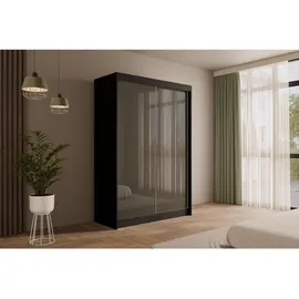 altdecor Schiebetürenschrank PEKA 120 x 215 x 61 cm Schwarz/Grau