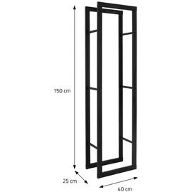 ML-Design Kaminholzregal 40x150x25 cm Rechteckig Schwarz Metall Innen/Außen