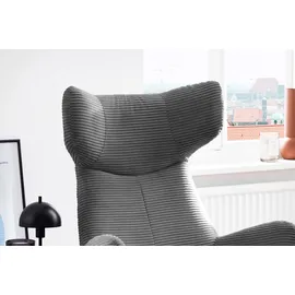KAWOLA Sessel LOTTE Ohrensessel Cord grau