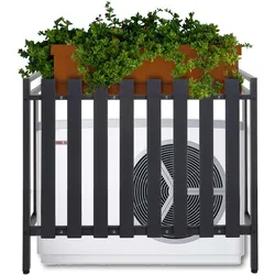 Verkleidung für Klimaanlage/Wärmepumpe MCW-K58, Abdeckung Schutzgitter Pflanzenregal, Metall 80x90x39cm ~ grau