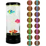 Fhlprte Fisch Lavalampe,Blase Fischlampe,7 Farben,Aquarium-Stimmungslampe Mit USB-Kabelog,LED Bubble Fischlampe, Nachtlicht zum Stressabbau,Blasenlichtlampe für Zuhause, Schlafzimmer, Büro (Schwarz)