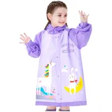 Regenmäntel Kinder, Regenponcho Wasserdichte Regenjacken mit Rucksackabdeckung Mädchen Transparente Regenbekleidung Mit Tragbarer Tasche Kinder Kapuzen Kleinkind