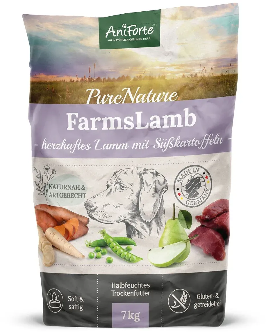 AniForte Trockenfutter FarmsLamb - Herzhaftes Lamm mit Süßkartoffeln Futter 7 kg