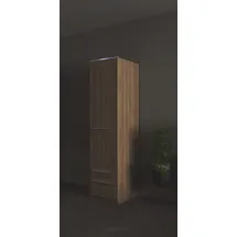 Priess Kleiderschrank PRIESS "Schrank Garderobe Wäscheschrank Barcelona in 5 Breiten", braun (eichefarben artisan), B:48cm H:193cm T:54cm, Holzwerkstoff, Schränke, Kleiderschrank, viel Stauraum, geräumige Schubkästen, mit Spiegel, MADE IN GERMANY