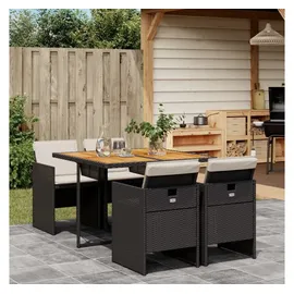 vidaXL 5-tlg. Garten-Essgruppe mit Kissen Schwarz Poly Rattan