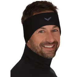 Stirnband TRIGEMA "TRIGEMA Fleecestirnband", Herren, Gr. 2, schwarz, Kunstfaser, sportlich, Mützen