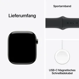 Apple Watch Series 10 GPS + Cellular 46 mm Titangehäuse schiefer Sportarmband schwarz S/M