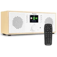 Audizio Rimini Stereo WiFi Internetradio mit Bluetooth und Holzgehäuse – Kristallklarer Sound und zahlreiche Funktionen für EIN verbessertes Hörerlebnis - Weiß