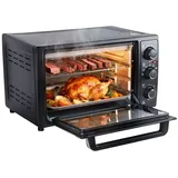 Rutaqian Minibackofen Minibackofen 32 Liter, 1500W Mini Backofen Heißluft Umluft, 60 Min Timer Alarm, 0-230°C Einstellbar, Rotisserie-Set Inklusive schwarz