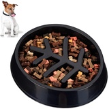 Relaxdays Anti Schling Napf, mittlere & große Hunde, Kunststoff, rutschfest, langsam Fressen, Futternapf 500 ml, schwarz