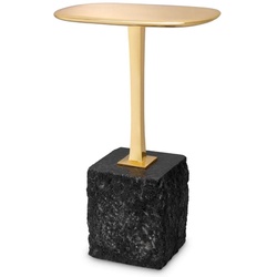 Casa Padrino Luxus Beistelltisch Messing / Schwarz 35 x 25 x H. 54,5 cm - Messing Tisch mit Granitsockel - Luxus Möbel - Wohnzimmer Möbel - Luxus Einrichtung - Wohnzimmer Einrichtung