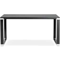 Kadima Design Arbeitstisch  140x70x74 cm  Robust Zeitlos Chromakzente  Schwarz  Bürotisch im eleganten Design  Metall & Melamin