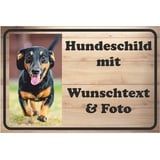 Hundeschild - Aufkleber - Hund - mit Wunschtext und Foto - Spruch - Design Deko Geschenkidee individuell personalisiert - selbst gestalten