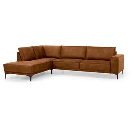 OTTO home Ecksofa OTTO HOME "OLAND L-Form, B: 289 cm, Skandi-Design", braun (cognac), B:289cm H:85cm T:210cm, Struktur weich (100% Polyester);Luxus-Microfaser (100% Polyester);Webstoff (100% Polyester), Sofas, Ecksofa, Struktur, Flachgewebe, Luxus-Microfaser,