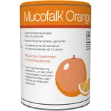 Mucofalk Orange, hochwertige Flohsamenschalen, Arzneimittel bei Darmbeschwerden wie z.B. chronischer Verstopfung oder unterstützend bei Durchfall, als Granulat in der Dose, Orangengeschmack, 300 g
