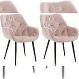 CLP 2er Set Stuhl Tanna Samt I Esszimmerstuhl Mit Armlehne I Gesteppter Polsterstuhl