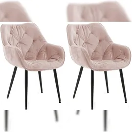 CLP 2er Set Stuhl Tanna Samt I Esszimmerstuhl Mit Armlehne I Gesteppter Polsterstuhl