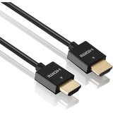 HDGear Super Slim High Speed HDMI Kabel mit vergoldeten Steckkontakten, HDMI A Stecker auf HDMI A Stecker (2m) schwarz