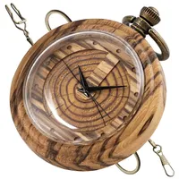 Tiong Holz Quarz Taschenuhr mit Kette Runde Holz Kunst Collectibles Taschenuhren Geburtstag
