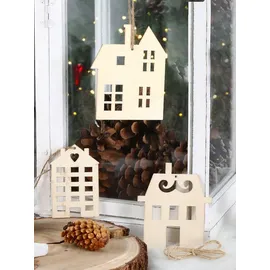 Spetebo Holz Haus Aufhänger zum selbst gestalten