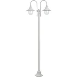 vidaXL Garten-Pollerleuchte E27 220 cm Aluminium 2-Laterne Weiß