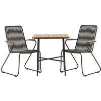 VCM ebuy24 Holmbeck Gartenset Tisch 2 Stühle Natur Schwarz