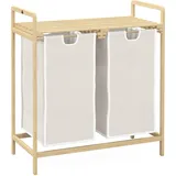 Homcom Wäschekorb Wäschebox mit 2 abnehmbaren Wäschesacke Wäschesortierer Bambus