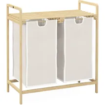 Homcom Wäschekorb Wäschebox mit 2 abnehmbaren Wäschesacke Wäschesortierer Bambus