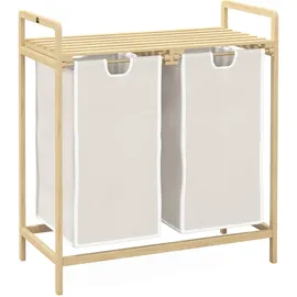 Homcom Wäschekorb Wäschebox mit 2 abnehmbaren Wäschesacke Wäschesortierer Bambus