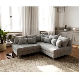 DeLife Ecksofa Clovis Hellgrau Strukturstoff Ottomane Rechts Modulsofa