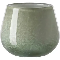 Tischvase FINK "MARLY", grün (hellgrün), H:9,5cm Ø:11cm, Glas, Vasen, Dekovase, Blumenvase, Windlicht, Vase aus Glas