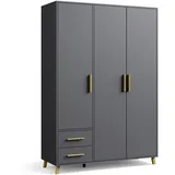 Rauch Kleiderschrank Schrank Garderobe Wäscheschrank Shinjo grau metallic, Schwarz, 140x203x53cm