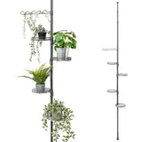 bremermann Teleskop-Blumenregal Grau, Metall, 49x290x19 cm, Wohnzimmer, Wohnzimmertische, Blumenständer