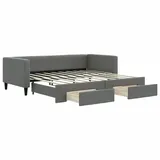 vidaXL Tagesbett Ausziehbar mit Schubladen Dunkelgrau 90x190 cm Stoff1898655