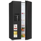 exquisit Kühl-/Gefrierkombination SBS5520-CF-040E, 177,5 cm hoch, 91 cm breit, 4-Sterne-Fach, LED-Beleuchtung, NoFrost schwarz