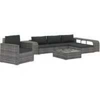 vidaXL Polyrattan Lounge-Set mit Auflagen 8-tlg. grey 46824