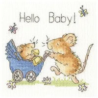 Bothy Threads Grußkarte Kreuzstich-Set Hallo Baby! Zählmuster, Multifarbig