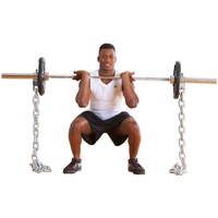 Sport-Thieme Powerketten | Set: 2X Gewichts-Ketten aus verchromten Stahl | Für Workout o. Befestigung an Hantelstange | 2X 8 kg, 2X 12 kg, 2X 16 kg | Länge je Kette: 150cm | Markenqualität