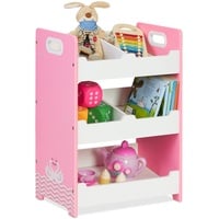 Relaxdays Children's Shelf Kinderregal, HBT: 60 x 42,5 x 30 cm, 5 Fächer, MDF, Aufbewahrungsregal Kinderzimmer, Spielzeugregal, weiß/rosa, 100% Faserplatte, M