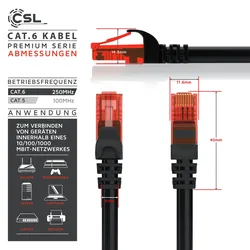 CSL Cat 6 Gigabit Ethernet LAN Kabel - mehrfach geschirmt - UTP Gigabit - 1000 Mbit/s - Patchkabel - Netzwerkkabel - 15m