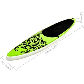 vidaXL Aufblasbares Stand Up Paddle Board Set 305x76x15 cm Grün