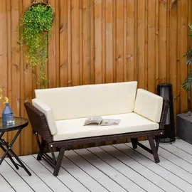 Outsunny Polyrattan Gartensofa 2-Sitzer Loungesofa braun
