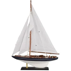 IB Laursen Deko Segelschiff mit leinenfarbigen Segeln, 42 x 9.7 x 61.8 cm, weiß